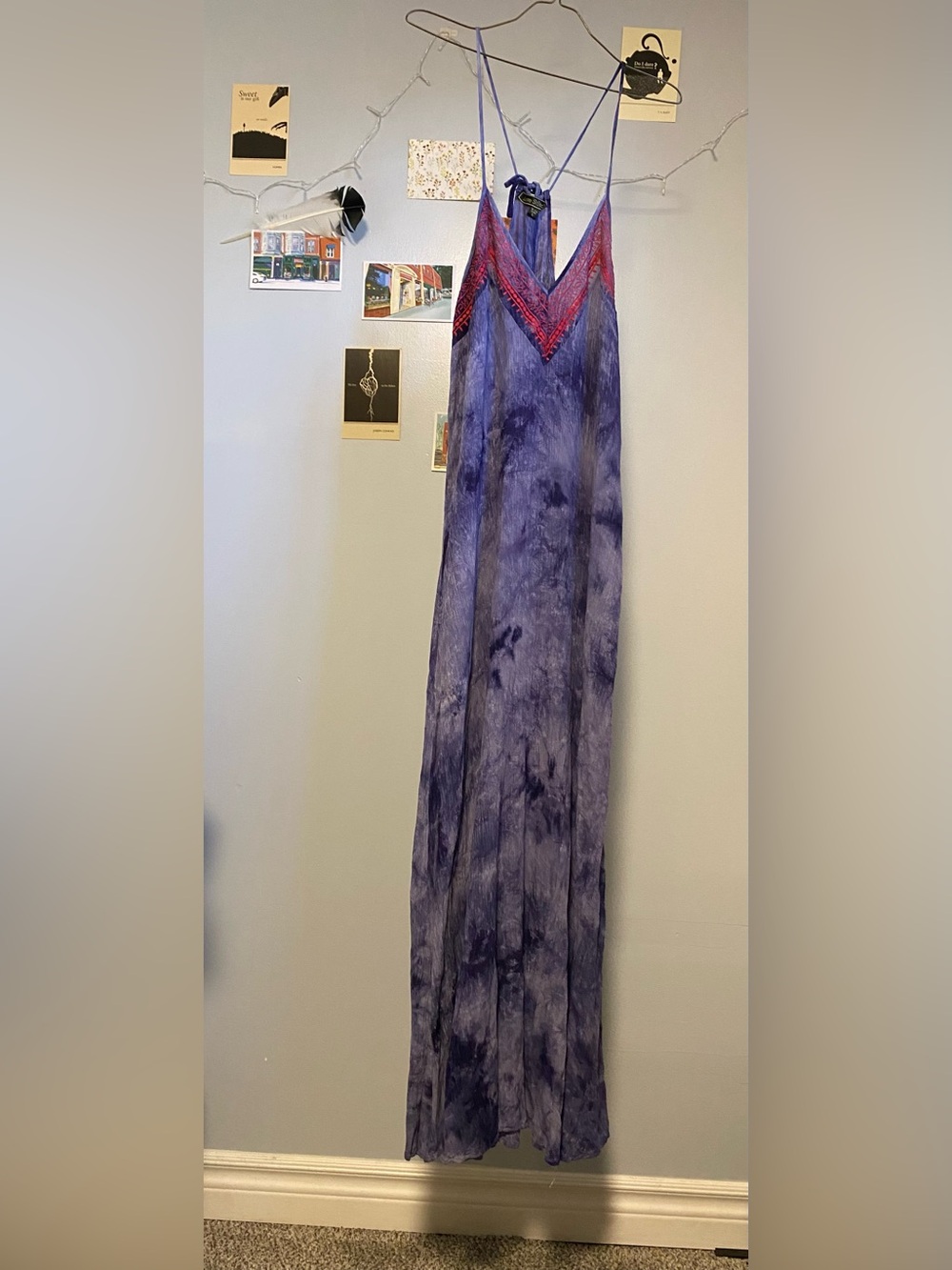 Love Stitch Purple Tie-Dye Maxi Dress with Pink Trim